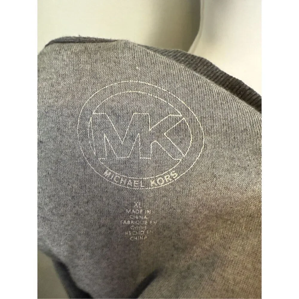 Michael Kors Velour Zip Up Track Jacket Rhinestone XL  navy gray